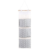 3 Pockets Cotton Linen Wall Hanging Storage Bag Door Pouch Bedroom Home Office Organizer Gray In Australia - Darrahopens