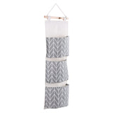 3 Pockets Cotton Linen Wall Hanging Storage Bag Door Pouch Bedroom Home Office Organizer Gray In Australia - Darrahopens