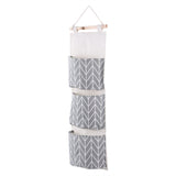 3 Pockets Cotton Linen Wall Hanging Storage Bag Door Pouch Bedroom Home Office Organizer Gray In Australia - Darrahopens