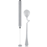 Kitchen Stainless Steel Handheld Battery Operated Electric Coffee Milk Frother with Spoon