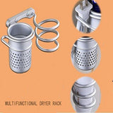 Hair Dryer Holder Stainless Steel Hair Dryer Holder Wall Hanging White High Load Capacity