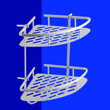 Aluminum Dual Tier Shower Caddy Shelf Bathroom Corner Rack Storage Towel Holder