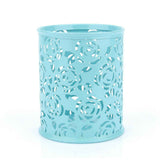 Office Desk Hollow Rose Flower Pattern Pen Pencil Pot Holder Container Organizer(Blue) In Australia - Darrahopens