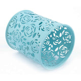Office Desk Hollow Rose Flower Pattern Pen Pencil Pot Holder Container Organizer(Blue) In Australia - Darrahopens