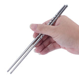 2 Pairs Chinese Fashion Anti skip Stainless Steel Chopsticks Chop Sticks Silver