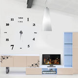 Modern DIY Large Wall Clock Kit 3D Mirror Surface Sticker for Home Office Room In Australia - Darrahopens
