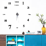 Modern DIY Large Wall Clock Kit 3D Mirror Surface Sticker for Home Office Room In Australia - Darrahopens