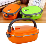 Stainless Steel Insulated Food Storage Supper Dinner Lunch Box 1 Layer Orange