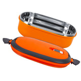 Stainless Steel Insulated Food Storage Supper Dinner Lunch Box 1 Layer Orange