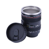 Creative Camera Lens Shaped Insulation Cup Stainless Steel Insulated Travelling Flask V Black