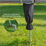 Outdoor Faucet Cover Oxford Cloth Freeze Protection Reusable Garden Faucet Socks for Winter Cold Weather Black