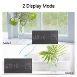 Wooden Alarm Clock, Wood LED Digital Desk Clock With Time Temperature Adjustable Brightness