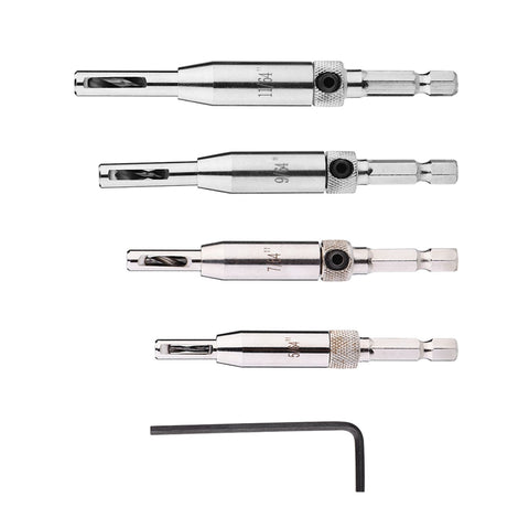 4pcs Hex Shank Self Centering Drill Bit Set Door Window Hinge Hole Puncher Woodworking Tool