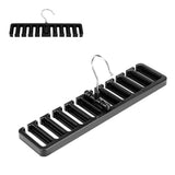 10 Slot Tie Belt Scarf Rack Organizer Sturdy Plastic Closet Wardrobe Space Saver Black