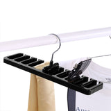 10 Slot Tie Belt Scarf Rack Organizer Sturdy Plastic Closet Wardrobe Space Saver Black
