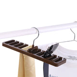 10 Slot Tie Belt Scarf Rack Organizer Sturdy Plastic Closet Wardrobe Space Saver Brown