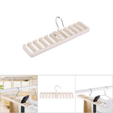 10 Slot Tie Belt Scarf Rack Organizer Sturdy Plastic Closet Wardrobe Space Saver Beige