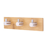 Natural Bamboo Stainless Steel Wall Hanger Hook Bag Key Towel Hanger Kitchen Three Hook In Australia - Darrahopens