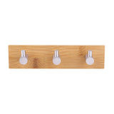 Natural Bamboo Stainless Steel Wall Hanger Hook Bag Key Towel Hanger Kitchen Three Hook In Australia - Darrahopens