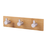 Natural Bamboo Stainless Steel Wall Hanger Hook Bag Key Towel Hanger Kitchen Three Hook In Australia - Darrahopens