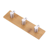 Natural Bamboo Stainless Steel Wall Hanger Hook Bag Key Towel Hanger Kitchen Three Hook In Australia - Darrahopens
