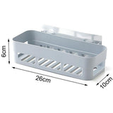 Plastic Wall Mounted Adhesive Shower Basket Storage Shelf Organizer for Home Bathroom (White)