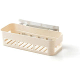 Plastic Wall Mounted Adhesive Shower Basket Storage Shelf Organizer for Home Bathroom (White)