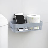 Plastic Wall Mounted Adhesive Shower Basket Storage Shelf Organizer for Home Bathroom (Gray)