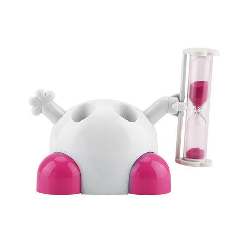 Toothbrush Holder Children Tooth Brushing Hourglass 3 Minutes Countdown Timer(Pink) In Australia - Darrahopens