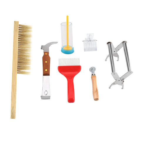 7Pcs A Set of Beekeeping Equipment Kit Bee Brush Uncapping Fork Beekeeper Tools