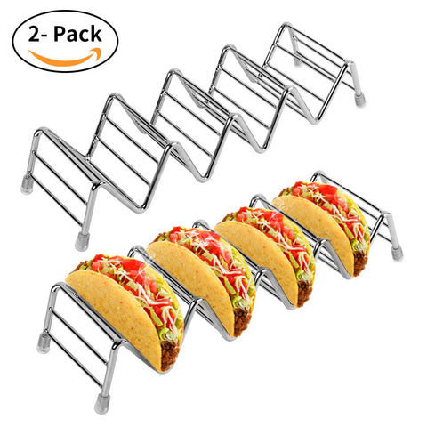 Taco Holder Set of 2, Premium Stainless Steel Taco Stand Rack for Kids Hard or Soft Shell Tacos In Australia - Darrahopens