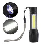 Portable XPE + COB Waterproof Telescopic Zoom 3 Modes LED Torch Outdoor