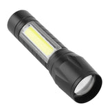 Portable XPE + COB Waterproof Telescopic Zoom 3 Modes LED Torch Outdoor