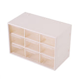 Portable Plastic 9 Lattice Mini Cabinets Drawer Jewelry Cosmetic Storage Box White