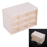 Portable Plastic 9 Lattice Mini Cabinets Drawer Jewelry Cosmetic Storage Box White