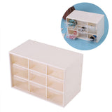 Portable Plastic 9 Lattice Mini Cabinets Drawer Jewelry Cosmetic Storage Box White
