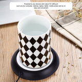 USB Wood Grain Cup Warmer Heat Beverage Mug Mat Office Tea Coffee Heater Pad Black