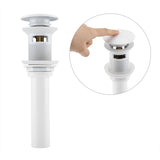 Kitchen Bathroom Basin Sink White Coating Brass Pop Up Drain Stopper with Overflow Hole