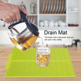 Rectangle Silicone Drain Mat Drying Dishes Pad Heat Resistant Slip proof Tray(Green) In Australia - Darrahopens