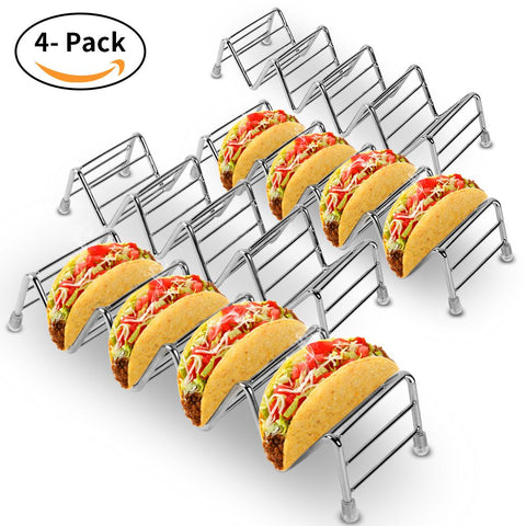 Taco Holder Set of 4, Premium Stainless Steel Taco Stand Rack for Kids Hard or Soft Shell Tacos In Australia - Darrahopens
