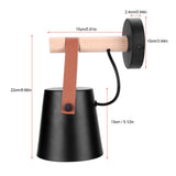 Modern Wooden Iron Bedroom Wall Mount Lamp Porch Corridor Study Light Fixture Room Decor(Black)