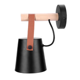 Modern Wooden Iron Bedroom Wall Mount Lamp Porch Corridor Study Light Fixture Room Decor(Black)