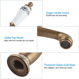 Floral Pattern Single Handle Mixer Tap Cold/Hot Water Faucet for Bathroom Basin Sink (Antique)