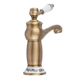 Floral Pattern Single Handle Mixer Tap Cold/Hot Water Faucet for Bathroom Basin Sink (Antique)