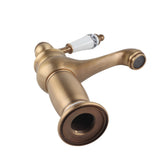 Floral Pattern Single Handle Mixer Tap Cold/Hot Water Faucet for Bathroom Basin Sink (Antique)