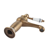 Floral Pattern Single Handle Mixer Tap Cold/Hot Water Faucet for Bathroom Basin Sink (Antique)