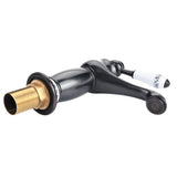 Floral Pattern Single Handle Mixer Tap Cold/Hot Water Faucet for Bathroom Basin Sink (Black)