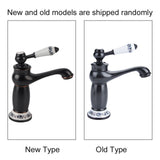 Floral Pattern Single Handle Mixer Tap Cold/Hot Water Faucet for Bathroom Basin Sink (Black)