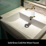 Solid Brass Mixer Tap Cold/Hot Water Faucet with Ornaments for Basin Sink (Golden) In Australia - Darrahopens
