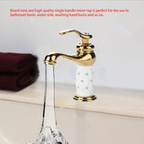 Solid Brass Mixer Tap Cold/Hot Water Faucet with Ornaments for Basin Sink (Golden) In Australia - Darrahopens